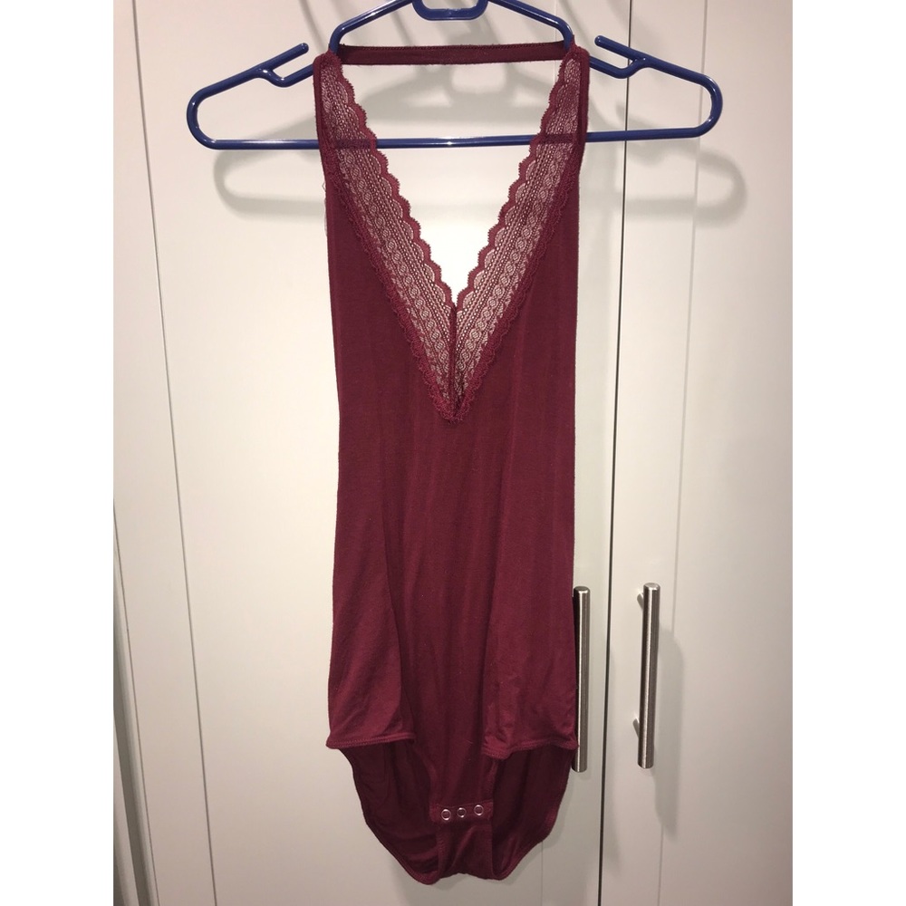 Maroon Halter Neck Bodysuit